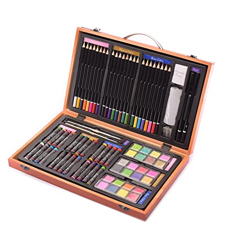 Darice- Caja de Madera con Set artístico Profesional, Multicolor, 80 Unidad (Paquete de 1) (1103-08)