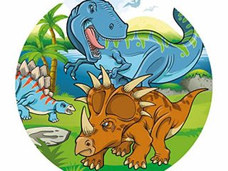 Dekora - Decoracion Tartas de Cumpleaños Infantiles en Disco de Oblea de Dinosaurio - 20 cm