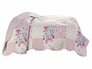 Delindo Lifestyle® Colcha de patchwork, diseño de rosas en estilo rústico, 140 x 210 cm