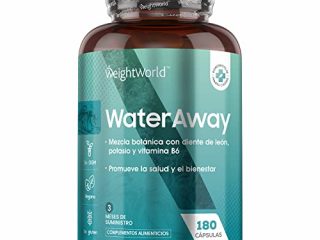 Detox Water Away 180 Cápsulas Vegano, Diurético Potente Para La Retención de Líquidos | Suplemento Natural con Diente de León, Potasio, Vitamina B6, Té Verde, arándano, Fórmula Drenante