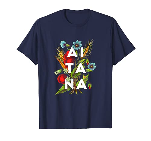 Diseño Flores Con El Nombre de Aitana Camiseta