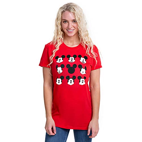 Disney Mickey Mouse Face Camiseta, Rojo (Cardinal Red Car), 44 (Talla del Fabricante: X-Large) para Mujer