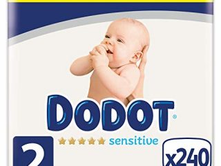 Dodot Pañales Bebé Sensitive Talla 2 (4-8 kg), 240 Pañales, Óptima Protección de la Piel de Dodot, Pack Mensual
