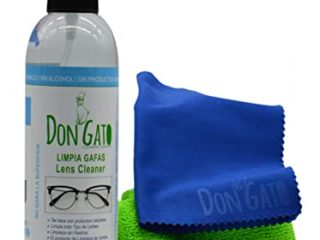 Don Gato - Liquido Limpiador en Spray para Gafas y Lentes (250 ml) + 2 paños de Micro Fibra. Fabricado en España con Productos Naturales, sin Alcohol, sin amoniaco.