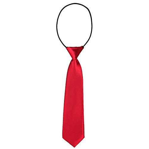 DonDon Corbata para niños con aire de seda brillada - 7 cm de ancho - con elástico - rojo oscuro