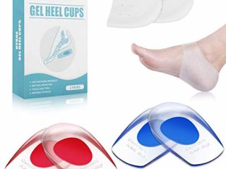 Dyroe 2 pares de almohadillas de gel para talones,1 pares Protector de Talon,almohadillas de silicona para talones para la fascitis plantar,Espolones En el Talón y Dolor de Amortiguador(El hombre)