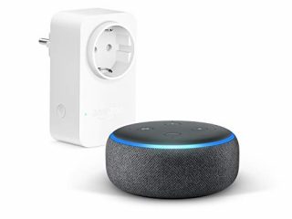 Echo Dot (3.ª generación), Tela de color antracita + Amazon Smart Plug (enchufe inteligente WiFi), compatible con Alexa - Kit de inicio de Hogar digital