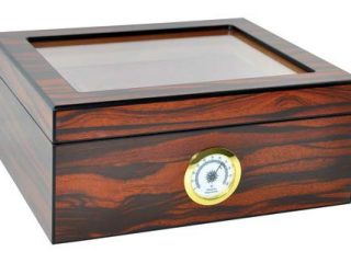 Eitida Humidor de Puros Classic Desk con Capacidad para 25-50 cigarros,Caja de Almacenamiento de Madera de Cedro Español Hecha a Mano con Separador, Humidificador e Higrómetro,Marrón