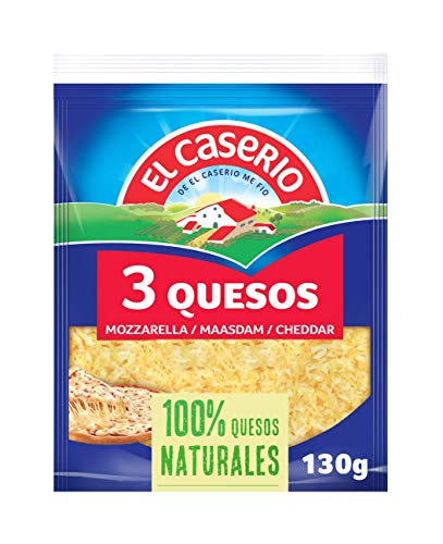 El Caserío Queso Rallado 3 Quesos Mozzarella, Emmental y Cheddar, 130g
