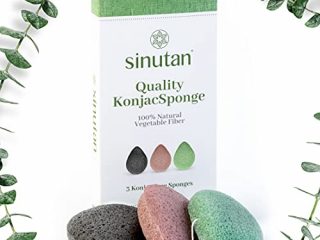 Esponja Facial Konjac | 100% Natural (Juego de 3) Carbón de bambú / Té Verde / Rojo Puro | Exfoliación y Limpieza Profunda de Poros | Esponjas Ecológicas para Pieles Normales Grasas y Sensibles