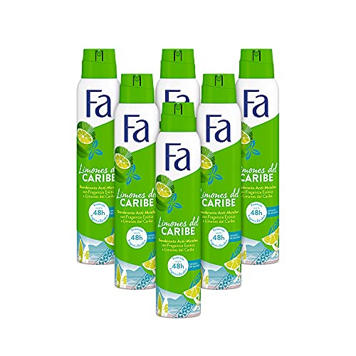 Fa - Desodorante Spray Limones del Caribe - 200ml (pack de 6) Total: 1200ml