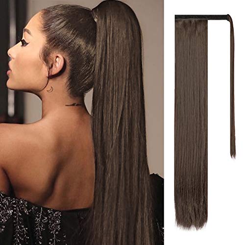 FESHFEN Cola de Caballo Extensiones Postizos de pelo fibras sintéticas de cabello pelo liso largo 60cm, 125g