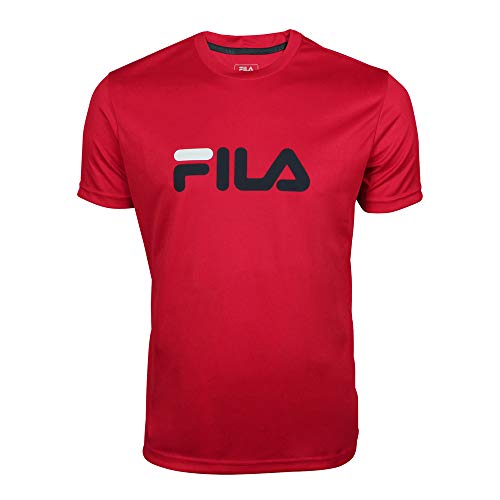 Fila Camiseta con Logotipo para Hombre, Color Rojo, Negro, XL