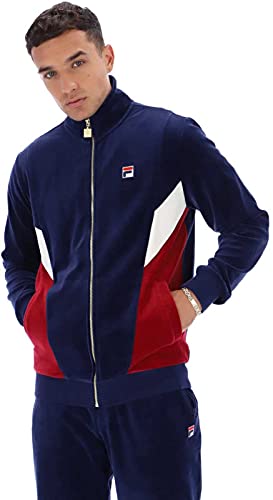 Fila de los Hombres Chaqueta de chándal Lane Colour Block Velour, Azul, L