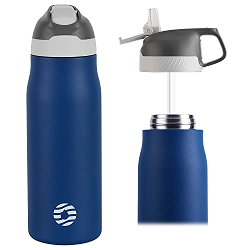 FJbottle Botella de Agua Acero Inoxidable 550ML/710ML, Botella Termica Reutilizable con Pajita, sin BPA, a prueba de fugas, para Bicicleta, Ciclismo, Gimnasio