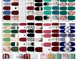 FLOFIA 16 Hojas Pegatinas Uñas Decorativas Nail Stickers Full Cover Etiqueta Adhesiva Uñas Cubierta Completa Corazón Hojas Calcomanías Etiqueta Engomada Uñas Autoadhesivas para Arte de Uñas DIY