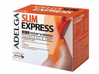 Forskolin puro quemagrasas reforzado + H20Slim potente para atrapa grasas y eliminarlas + Alcachofa + Colina + Aloe vera ADELGA SLIM EXPRESS 60 C. forskholii efecto espress contra el exceso de peso