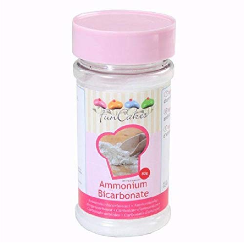FunCakes Bicarbonato de Amonio FunCakes: Amoníaco para Hornear, Sal de Hartshorn, Agente Fermentador para Hornear. 80g