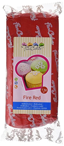 FunCakes Fondant para Cubrir Tartas, Cupcakes, Galletas o Modelar color Rojo Fuego: Sabor Vainilla, Flexible, Sin Gluten, Halal, Kosher D, Apto Véganos, 1 kg, FC97360