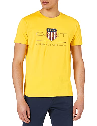 GANT D2. Camiseta Archive Shield SS, Solar Power Yellow, M para Hombre