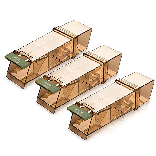 Gardigo 623583 - Trampa para Ratones Vivos; Captura y Caza Humano (no daña al ratón); Reutilizable; para Interior y Exterior; 18 x 6 x 5 cm; 3 Unidades