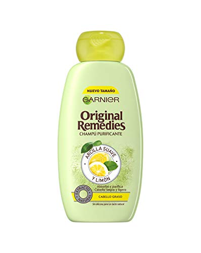 GARNIER Original Remedies - Champú con Arcilla Suave y Para Pelo Graso, Multi, Limón, 300 Mililitros