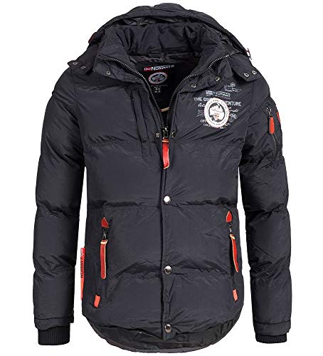 Geographical Norway - Chaqueta acolchada de invierno para hombre, con capucha (Marino, XL)