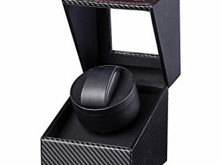Gifort Caja de enrollador de Reloj automático, Caja de Reloj de Cuero Gifort Single Watch enrollador PU con Motor silencioso, Alimentado por batería o Adaptador de CA