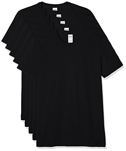 Gildan 64000 Camiseta, Negro, L (Pack de 5) para Hombre