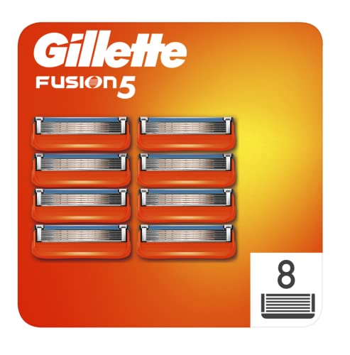 Gillette Fusion 5 Cuchillas de Afeitar Hombre, Paquete de 8 Cuchillas de Recambio
