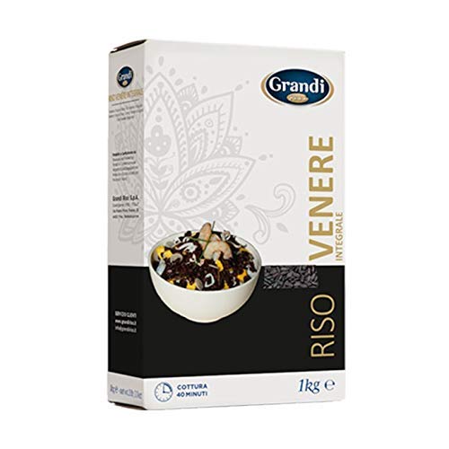 Grandi Riso- Arroz Venere - Arroz Negro Integral - Producto 100 % Italiano - 1 Kilogramo