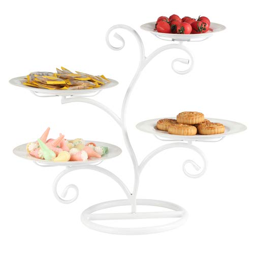 GuangYang Soporte para servir de varios niveles, soporte plegable para alimentos, bandejas para servir para fiestas de Navidad, marco blanco