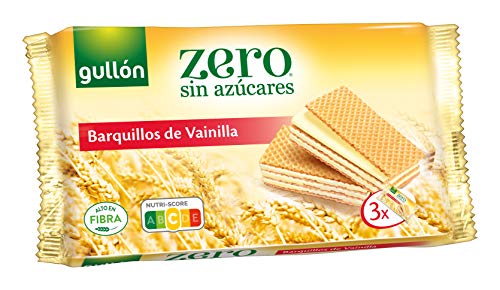 Gullón ZERO sin azúcares, Barquillos Sabor Vainilla, 180 Gramos, 3 X 60G