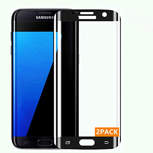Haikingmoon Cristal Templado Samsung S7 Edge,[2 Piezas] Vidrio Templado 9H Dureza Sin Burbujas Anti-Arañazos Alta Claridad Protector de Pantalla para Samsung Galaxy S7 Edge [Negro]