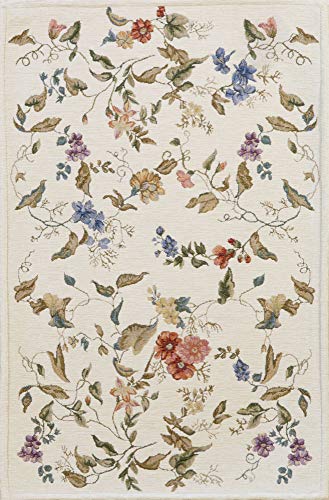 HAMID - Alfombra Florencia Diseño Clásico Floral - Alfombra Acrilica con Base Antideslizante (D3, 90x60 cm)
