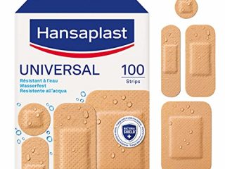 Hansaplast Universal - 100 apósitos resistentes al agua y al polvo, estériles, precortados, para toda la familia