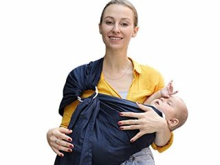 Happy Baby Bandolera portabebés anillas Fast Wrap unisex | Mochila portabebé | Fular portabebé (Azul)