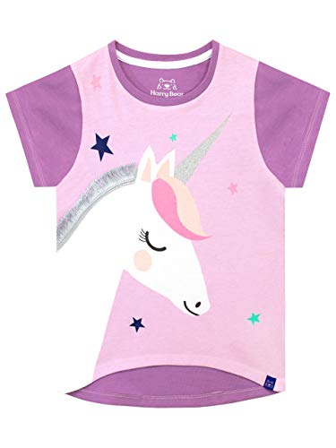 Harry Bear Camiseta de Manga Corta para niñas Unicornio Morado 4-5 Años