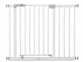 Hauck Barrera de Seguridad de Niños para Puertas y Escaleras Open N Stop Safety incl. Extension 21 cm, Sin Agujeros, 96 - 101 cm, Metal, Blanco