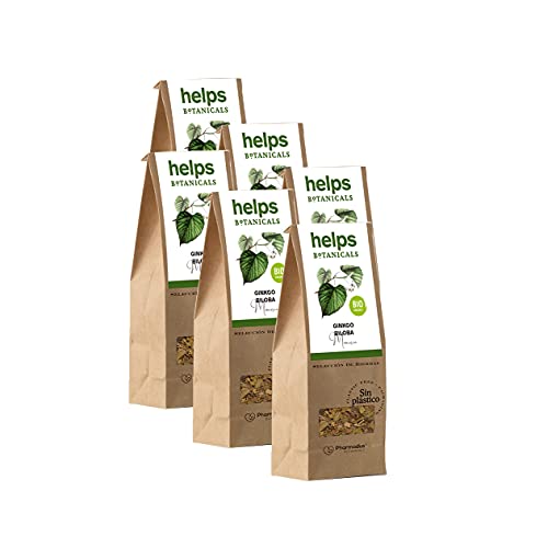 HELPS INFUSIONES - Infusión De Ginkgo Biloba. Té De Ginkgo Biloba ECO A Granel. Favorece La Circulación Y La Memoria. Bolsa A Granel De 50 Gramos. Pack de 6.