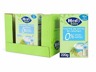 Hero Baby Papilla de Crema de Arroz - Para Bebés a Partir de los 4 Meses - Pack de 6 x 220 g