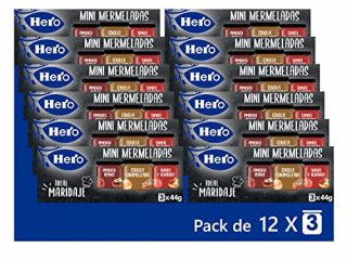 Hero Mermeladas Maridaje, Sabores Surtidos: Cebolla Caramelizada, Pimiento Asado Y Tomate Con Albahaca, Pack De 12 Estuches De 3x44gr, Para Canapés Y Entrantes, Total Tarritos, 36 Unidad