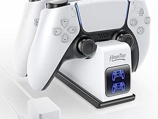 HEYSTOP Cargador para Mando PS5, Soporte Mando PS5 Estación de Carga Rápida Double USB con LED Indicador, Estación de Carga para Sony Playstation 5 Nueva Compatible con Mandos Playstation 5 DualSense