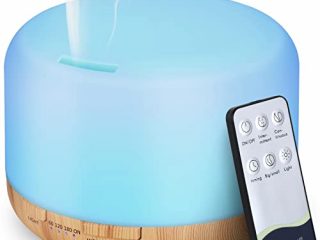 Hianjoo Aroma Diffuser Humidificador 450ml Humidificador Ultrasónico Aromaterapia Lámpara LED Colorida con Función Control Remoto para Yoga Salon Spa Vivir,Dormir, Bañarse, Hotel, Marrón