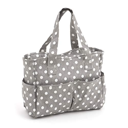 Hobby Gift Bolsas para Manualidades, Algodón de PVC, Lunares Grises, 12.5 x 39 x 35 cm