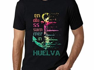 Hombre Camiseta Vintage T-Shirt Gráfico Endless Summer In HUELVA Negro Profundo