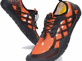 Hombre Mujer Zapatos de Agua Zapatos de Playa Piscina Escarpines Zapatillas de Deportes Acuáticos Buceo Surf Snorkel Yoga Secado Rápido, 028 Naranja, 38 EU