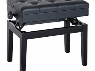 HOMCOM Banco de Piano Taburete Piano con Espacio de Almacenamiento Altura Regulable