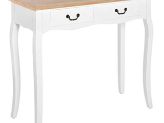 HOMCOM Mesa de Consola Mesa Auxiliar con 2 Cajones Diseño de Retro para Entrada Pasillo Sala de Estar Dormitorio Pino 87x34x78,5 cm Blanco