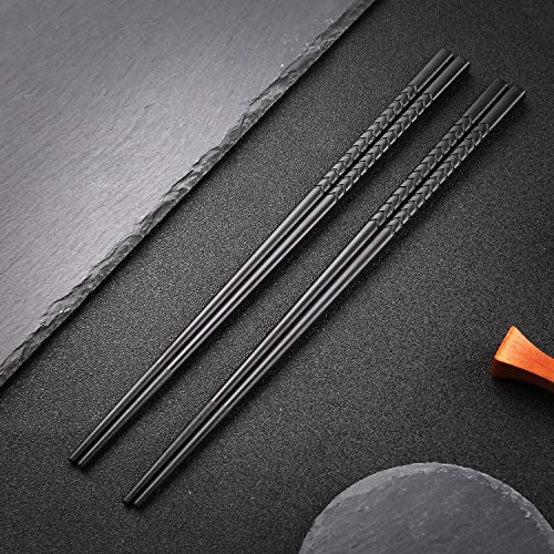 hopewey Palillos japoneses 5 Pares de bastidores de Almuerzo de aleación Reutilizables bastidores Lavables para Juegos de vajilla de Mesa con Lujo Negro Hecho a Mano G3
